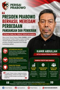 Ketua Harian Perisai Prabowo Apresiasi Kepemimpinan Presiden dalam Meredam Perbedaan